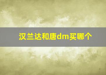 汉兰达和唐dm买哪个