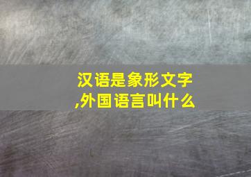 汉语是象形文字,外国语言叫什么