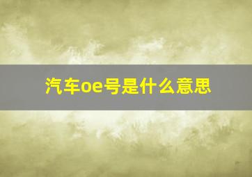 汽车oe号是什么意思