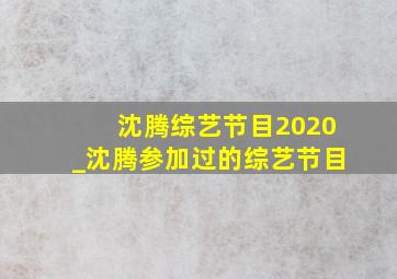 沈腾综艺节目2020_沈腾参加过的综艺节目