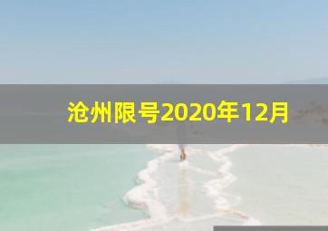 沧州限号2020年12月