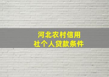 河北农村信用社个人贷款条件