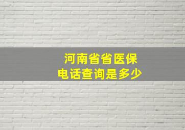 河南省省医保电话查询是多少