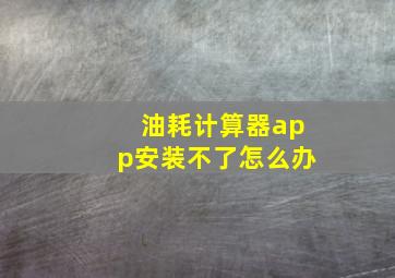 油耗计算器app安装不了怎么办