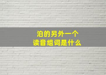 泊的另外一个读音组词是什么