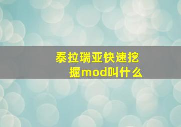 泰拉瑞亚快速挖掘mod叫什么