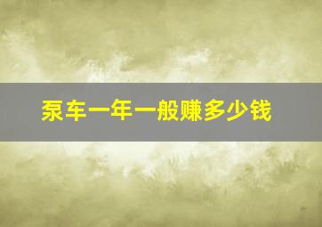 泵车一年一般赚多少钱