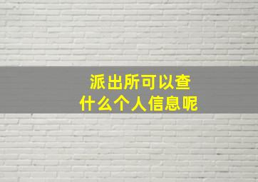 派出所可以查什么个人信息呢