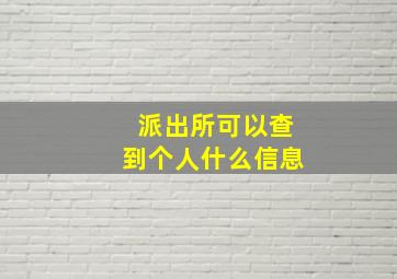 派出所可以查到个人什么信息