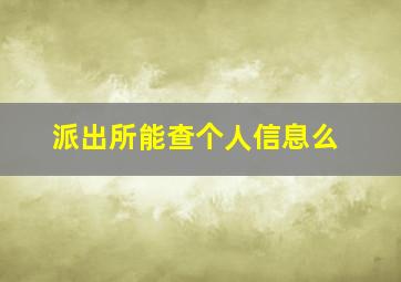 派出所能查个人信息么