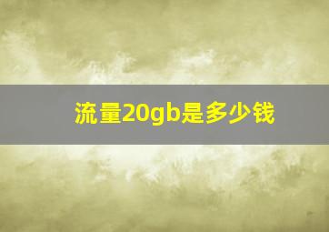 流量20gb是多少钱