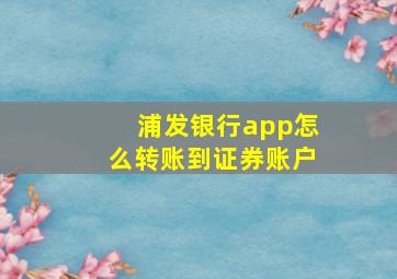 浦发银行app怎么转账到证券账户