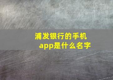 浦发银行的手机app是什么名字