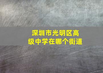 深圳市光明区高级中学在哪个街道