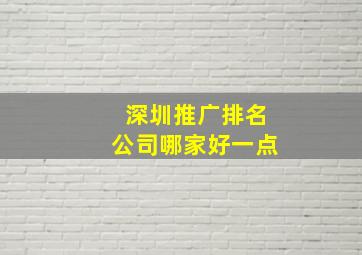 深圳推广排名公司哪家好一点