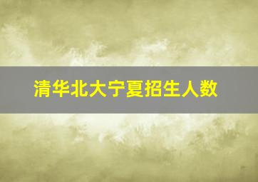 清华北大宁夏招生人数