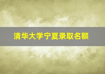 清华大学宁夏录取名额