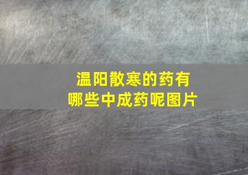 温阳散寒的药有哪些中成药呢图片