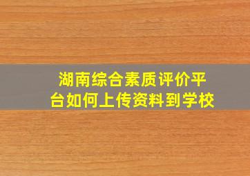 湖南综合素质评价平台如何上传资料到学校