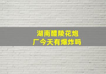 湖南醴陵花炮厂今天有爆炸吗