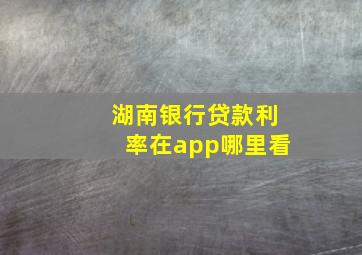 湖南银行贷款利率在app哪里看