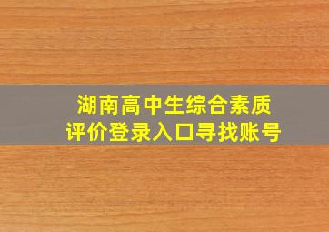 湖南高中生综合素质评价登录入口寻找账号