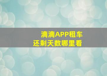 滴滴APP租车还剩天数哪里看