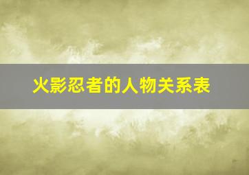 火影忍者的人物关系表