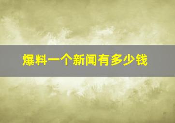 爆料一个新闻有多少钱