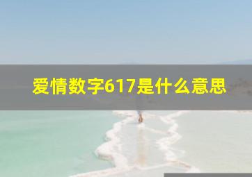 爱情数字617是什么意思