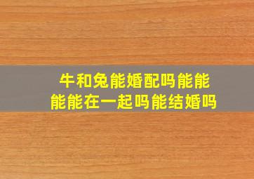 牛和兔能婚配吗能能能能在一起吗能结婚吗