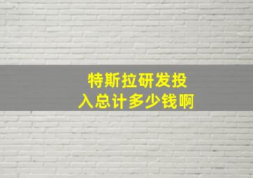 特斯拉研发投入总计多少钱啊