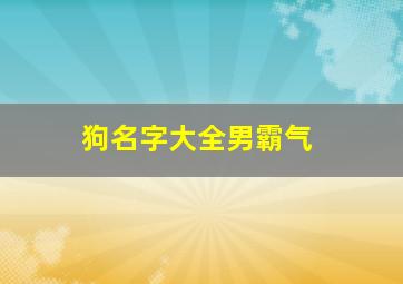 狗名字大全男霸气