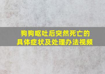 狗狗呕吐后突然死亡的具体症状及处理办法视频