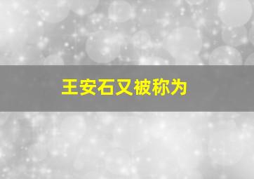 王安石又被称为