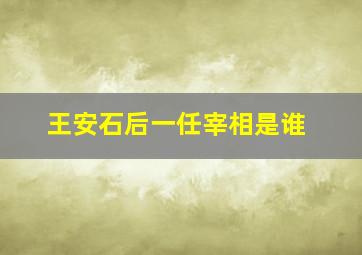 王安石后一任宰相是谁