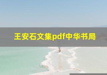 王安石文集pdf中华书局