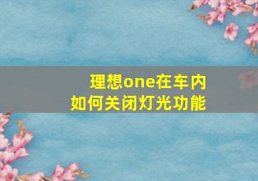 理想one在车内如何关闭灯光功能