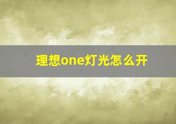 理想one灯光怎么开