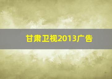 甘肃卫视2013广告