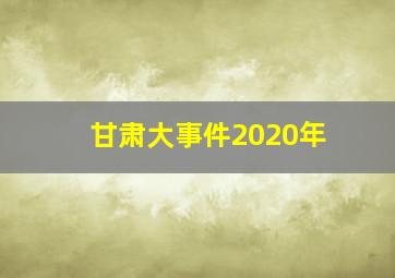 甘肃大事件2020年