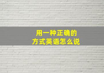 用一种正确的方式英语怎么说