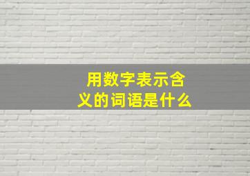 用数字表示含义的词语是什么