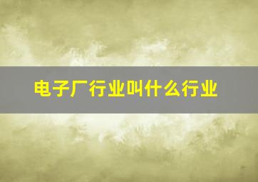 电子厂行业叫什么行业