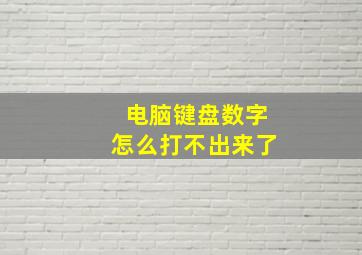 电脑键盘数字怎么打不出来了