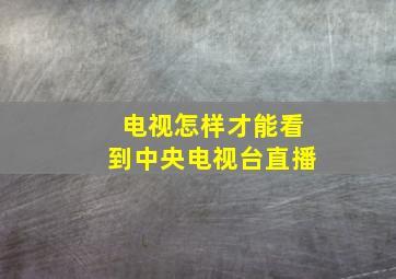 电视怎样才能看到中央电视台直播