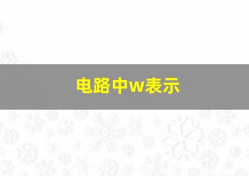 电路中w表示