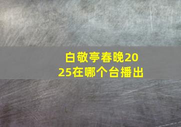 白敬亭春晚2025在哪个台播出