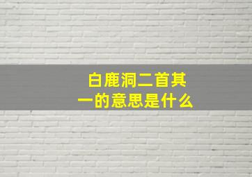 白鹿洞二首其一的意思是什么