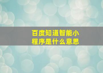 百度知道智能小程序是什么意思